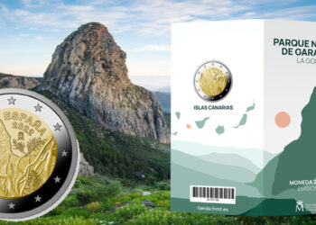 Carterita de 2 euros dedicada al Parque Nacional de Garajonay, isla de La Gomera, Canarias