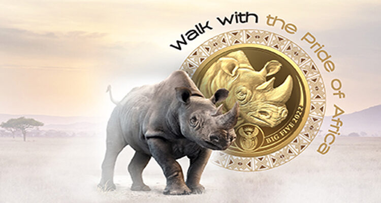 Los 5 grandes de Sudáfrica en 1 onza de oro: el Rinoceronte